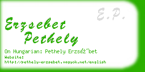 erzsebet pethely business card